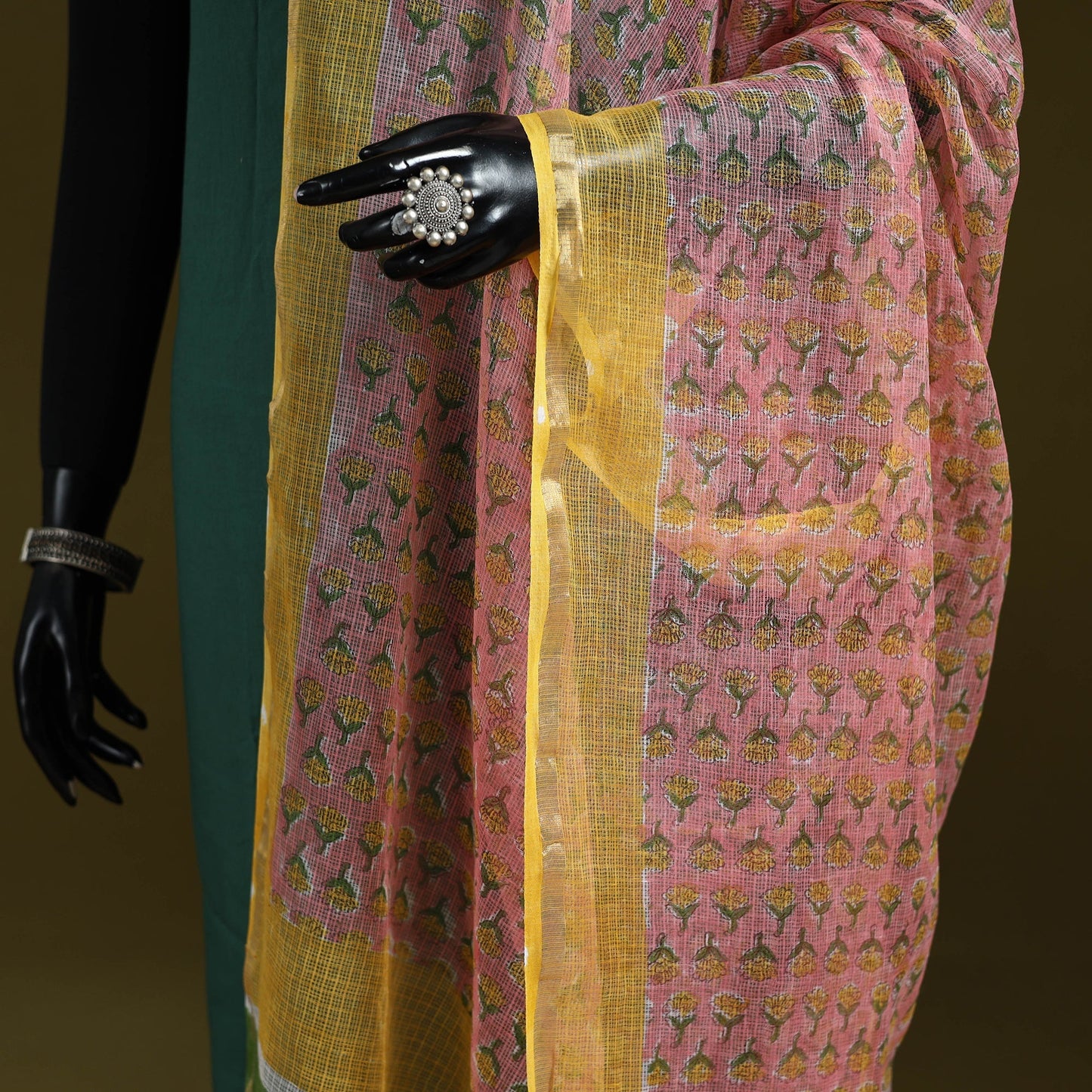 Kota doria cotton hand block print sanganeri floral dupatta