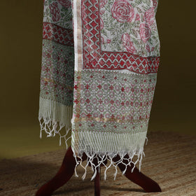 Kota doria cotton hand block print sanganeri floral dupatta