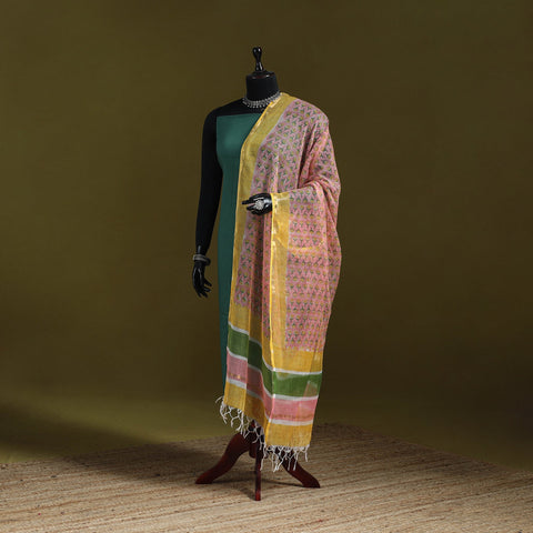 Kota doria cotton hand block print sanganeri floral dupatta