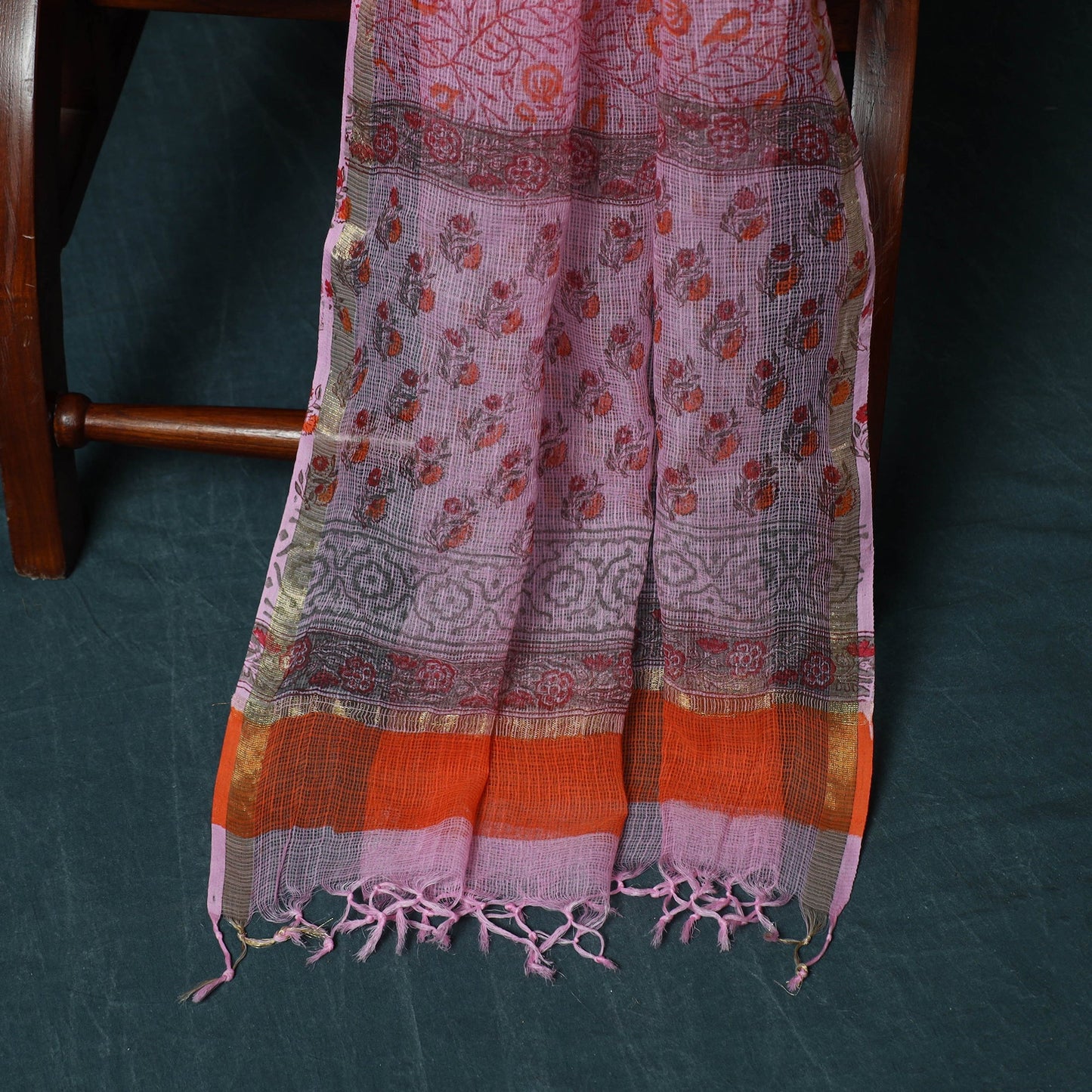 Kota doria cotton hand block sanganeri print 3pc unstitched