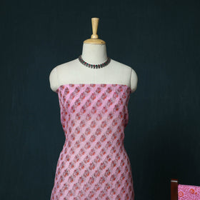 Kota doria cotton hand block sanganeri print 3pc unstitched