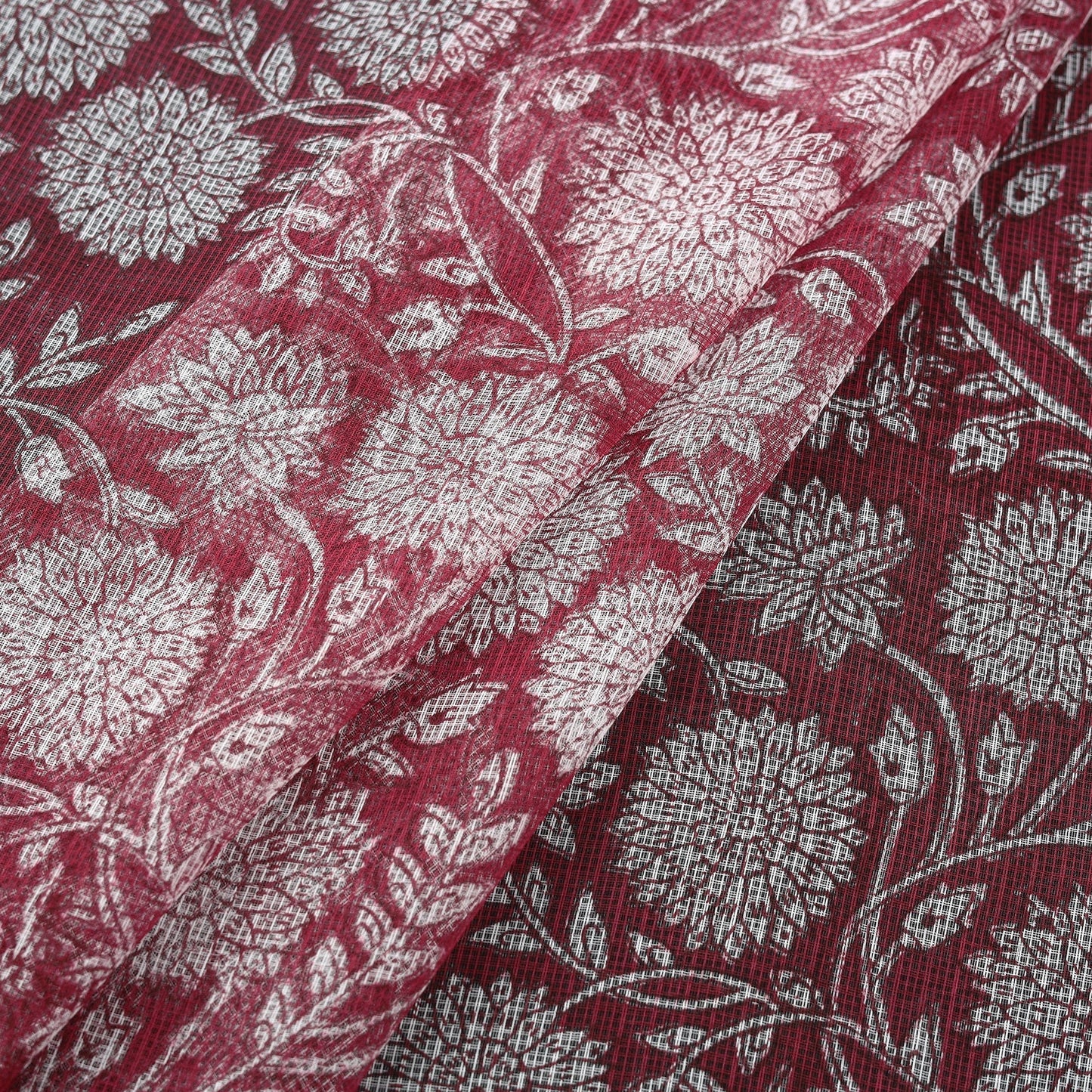 Kota doria cotton hand block sanganeri print fabric 01