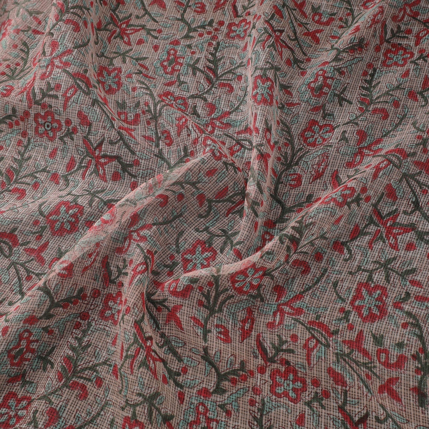 Kota doria cotton hand sanganeri fabric 02 - handcrafted