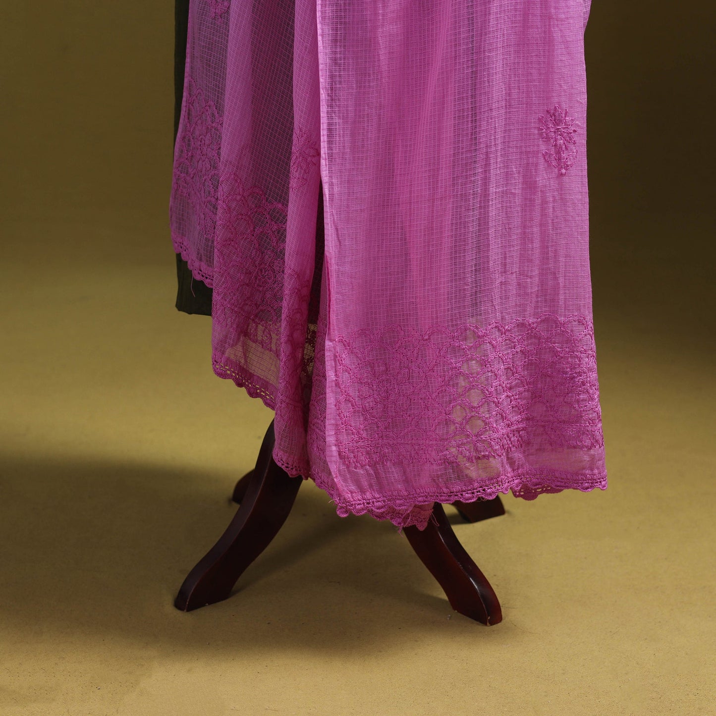 Pink - kota doria cotton hand embroidered lucknowi