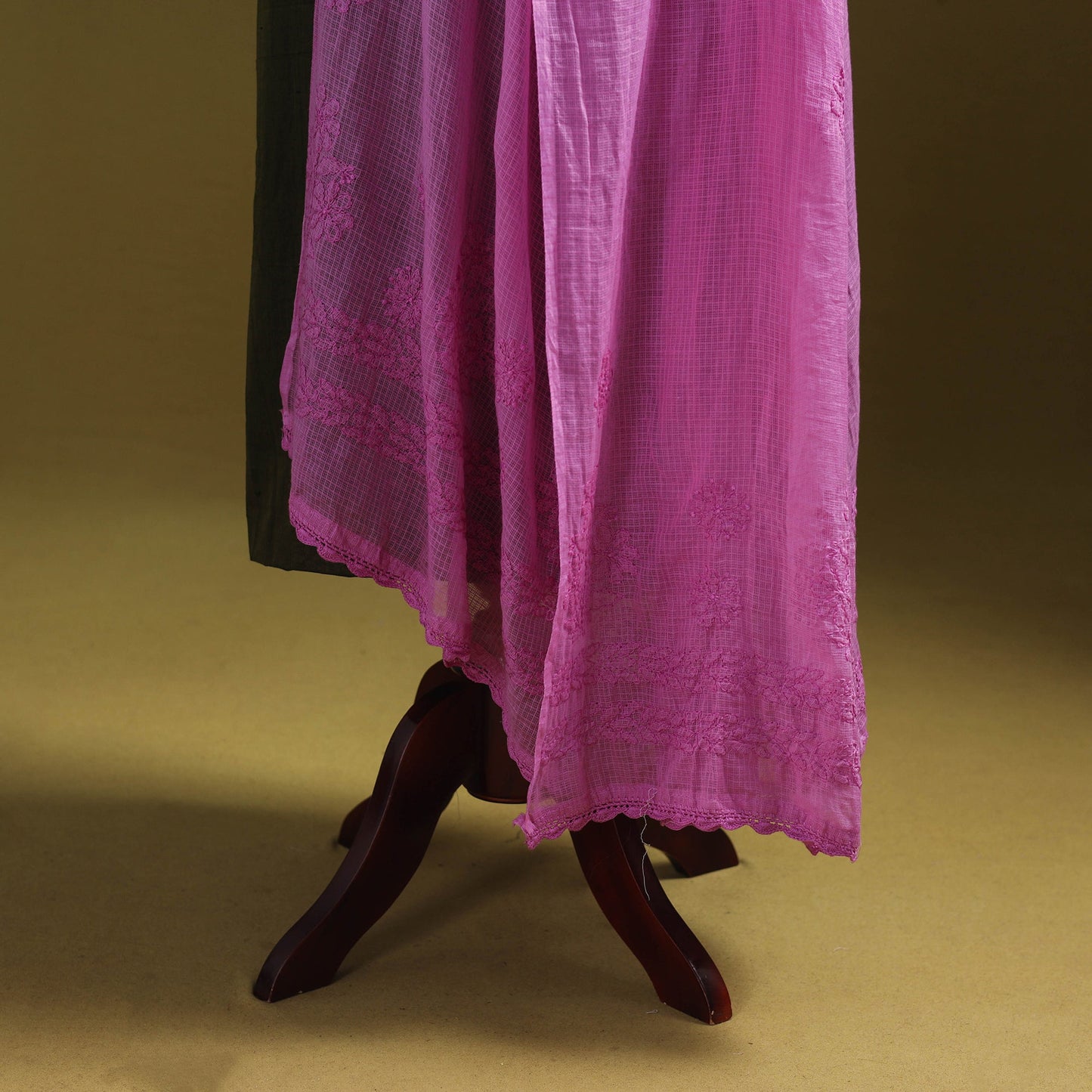 Pink - kota doria cotton hand embroidered lucknowi
