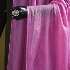 Pink - kota doria cotton hand embroidered lucknowi
