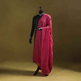 Pink - kota doria cotton hand embroidered lucknowi