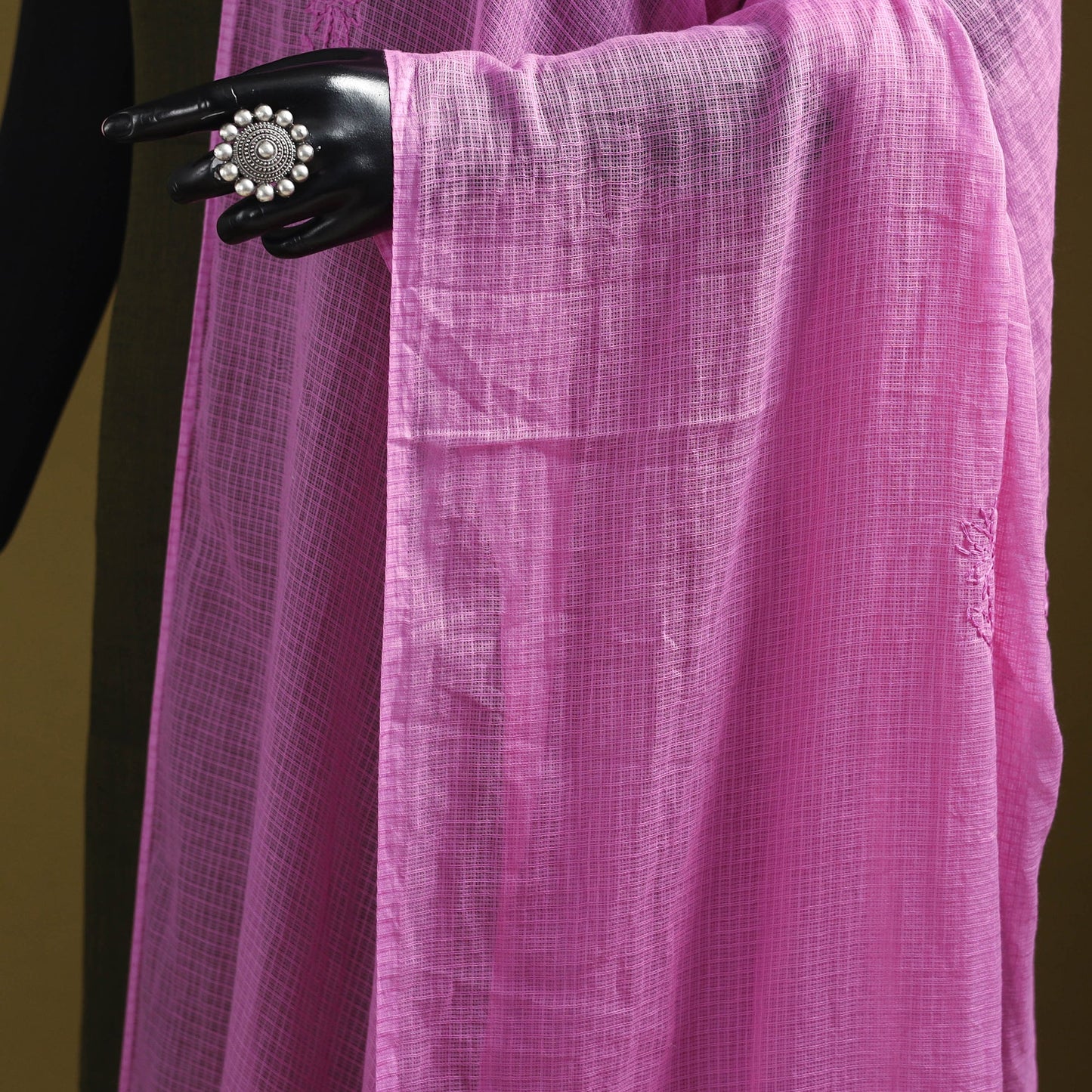 Pink - kota doria cotton hand embroidered lucknowi