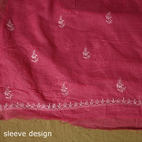 Pink - kota doria cotton lucknow chikankari 2pc unstitched