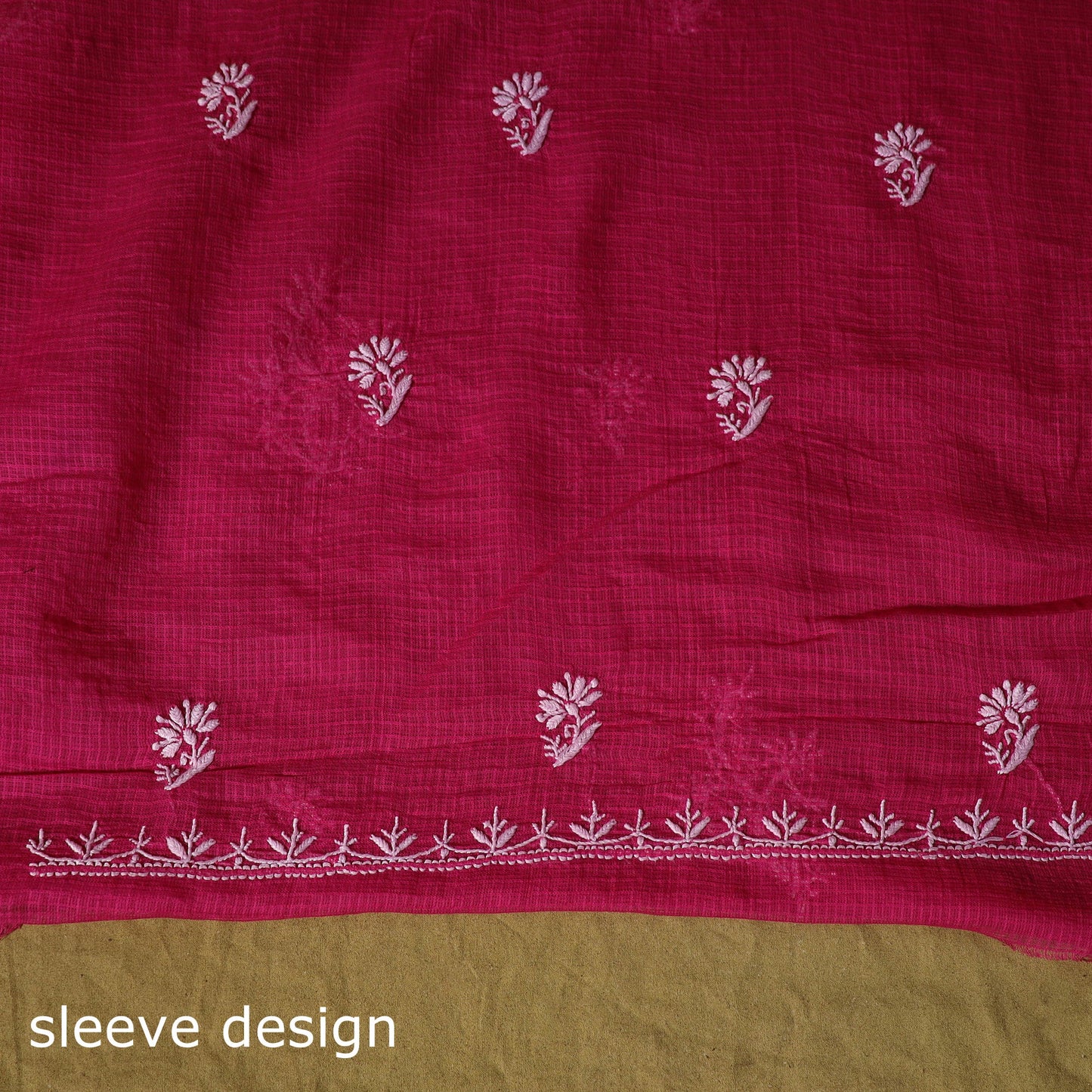 Pink - kota doria cotton lucknow chikankari 2pc unstitched