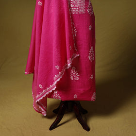 Pink - kota doria cotton lucknow chikankari 2pc unstitched