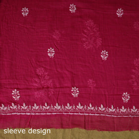 Pink - kota doria cotton lucknow chikankari 2pc unstitched
