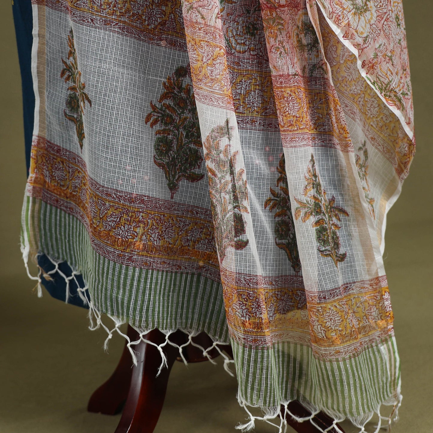 Pink - kota doria cotton sanganeri floral dupatta 28
