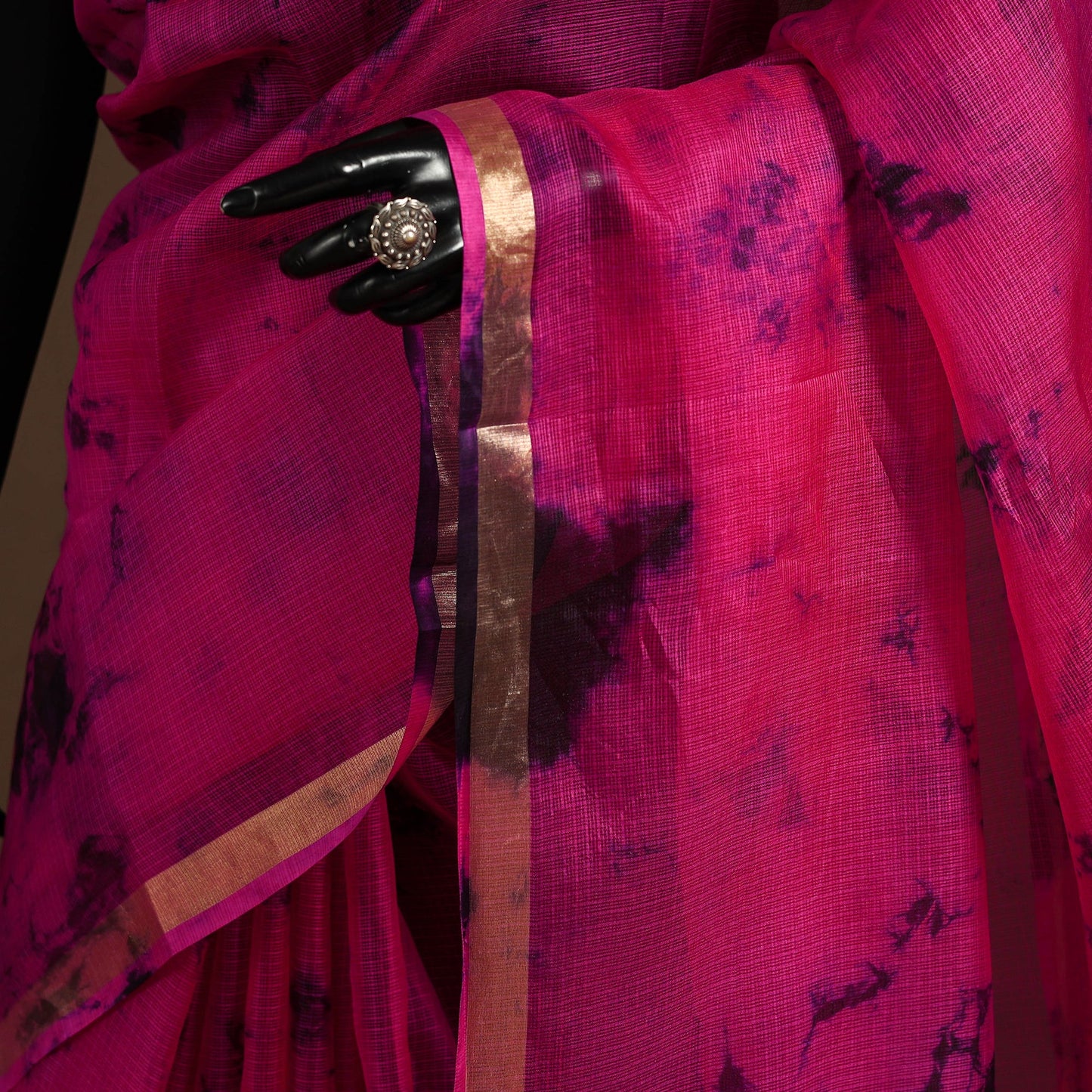 Pink - kota doria silk tie-dye shibori saree 04