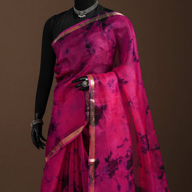 Pink - kota doria silk tie-dye shibori saree 04