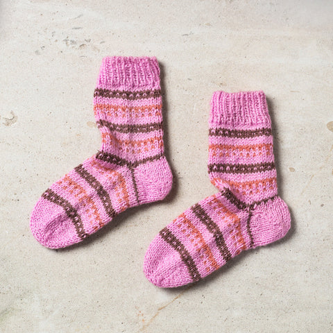  Pink Kumaun Hand Knitted Woolen Socks - Kids