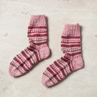  Pink Kumaun Hand Knitted Woolen Socks - Kids