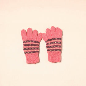 Pink Kumaun Hand Knitted Woollen Hand Gloves (Adult)