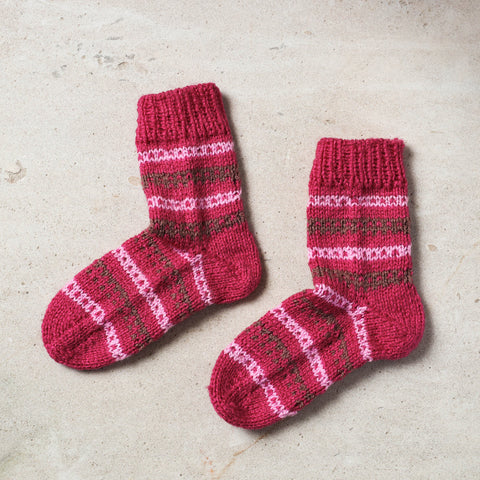  Pink Kumaun Hand Knitted Woolen Socks - Kids