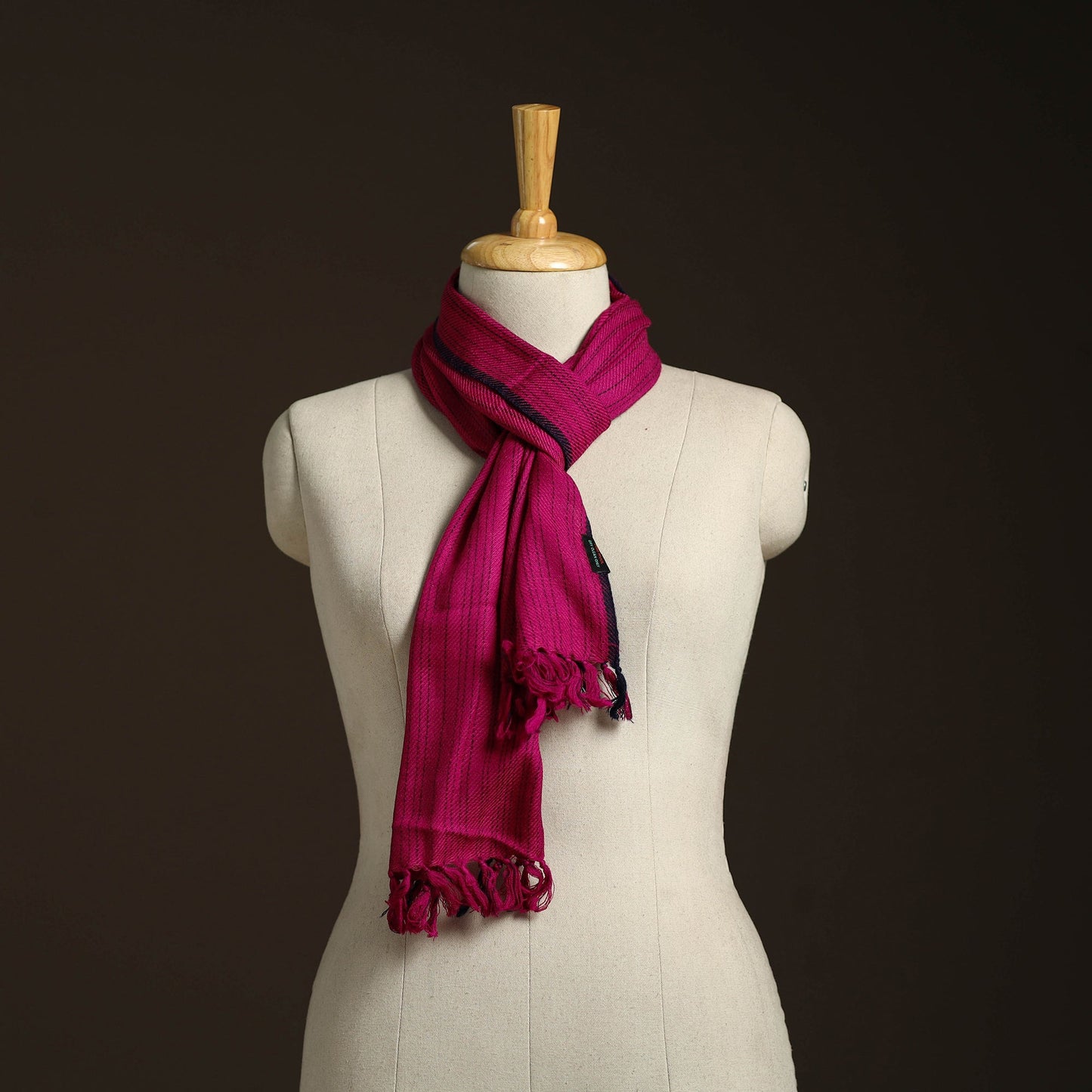 Pink - kumaun handwoven merino wool scarf 124 - handcrafted