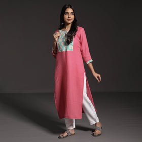 Pink - Kumaun Handwoven Straight Merino Woolen Kurta
