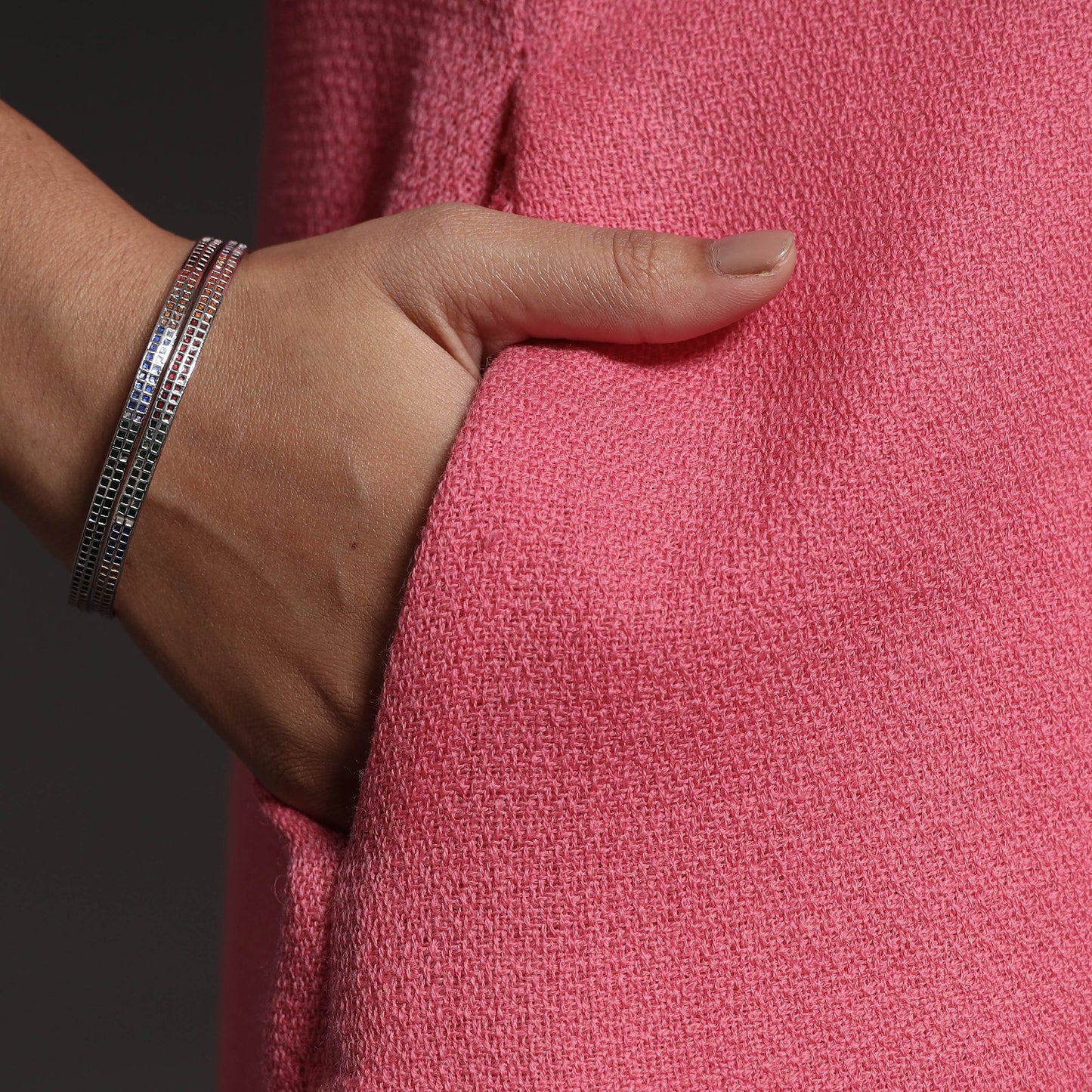 Pink - Kumaun Handwoven Straight Merino Woolen Kurta