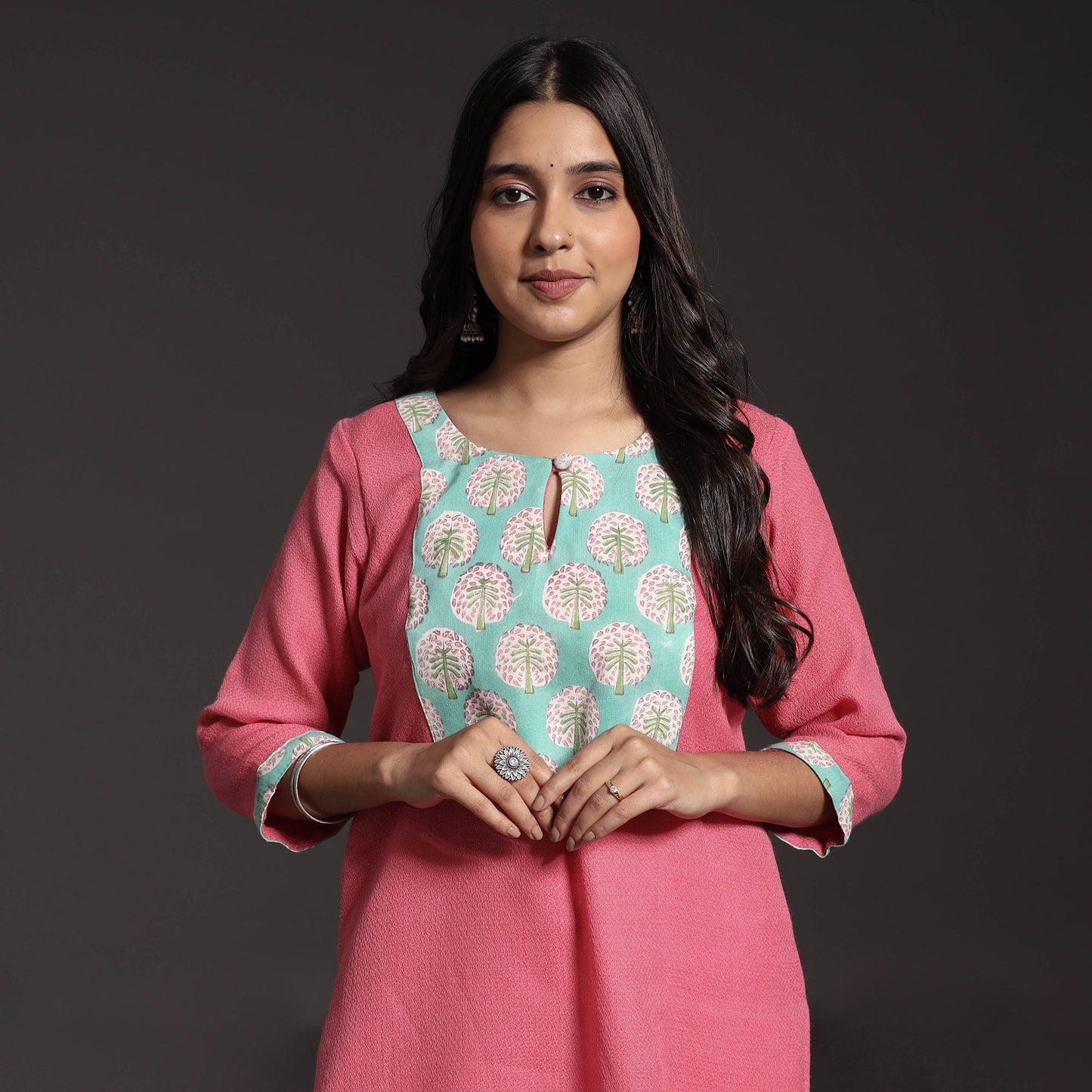 Pink - Kumaun Handwoven Straight Merino Woolen Kurta