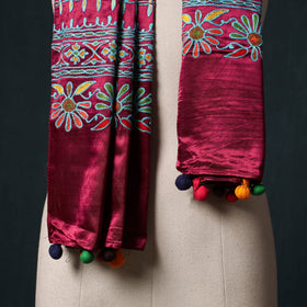 Kutch aari hand embroidery mashru silk stole 42
