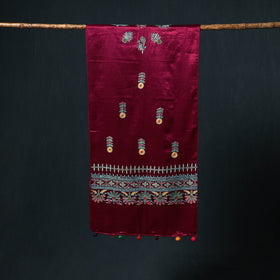 Kutch aari hand embroidery mashru silk stole 42