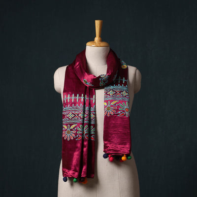 Kutch aari hand embroidery mashru silk stole 42