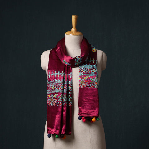 Kutch aari hand embroidery mashru silk stole 42