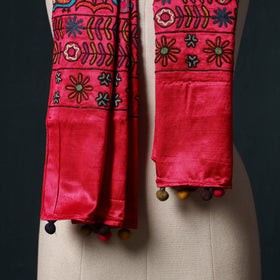 Kutch aari hand embroidery mashru silk stole 49