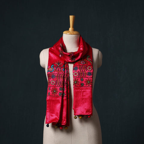 Kutch aari hand embroidery mashru silk stole 49