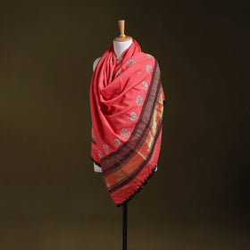 Pink - kutch ahir hand embroidery mirror work woollen shawl