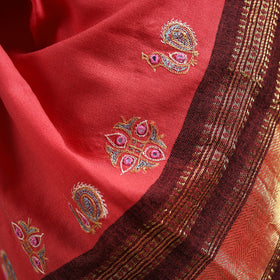 Pink - kutch ahir hand embroidery mirror work woollen shawl