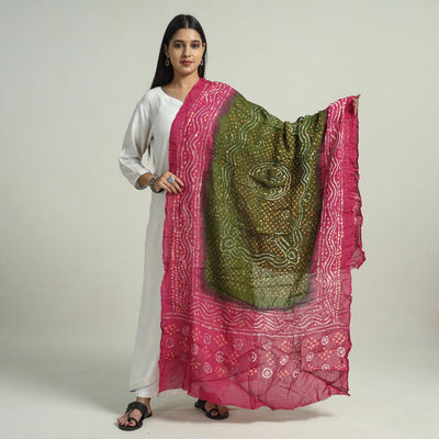 Pink - Kutch Bandhani Tie-Dye Cotton Dupatta 15