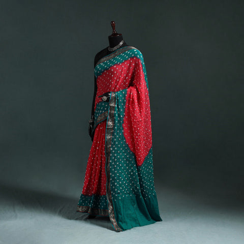 Kutch bandhani tie-dye cotton saree with blouse piece 04