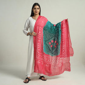  Pink Kutch Bandhani Tie-Dye Mul Cotton Dupatta 