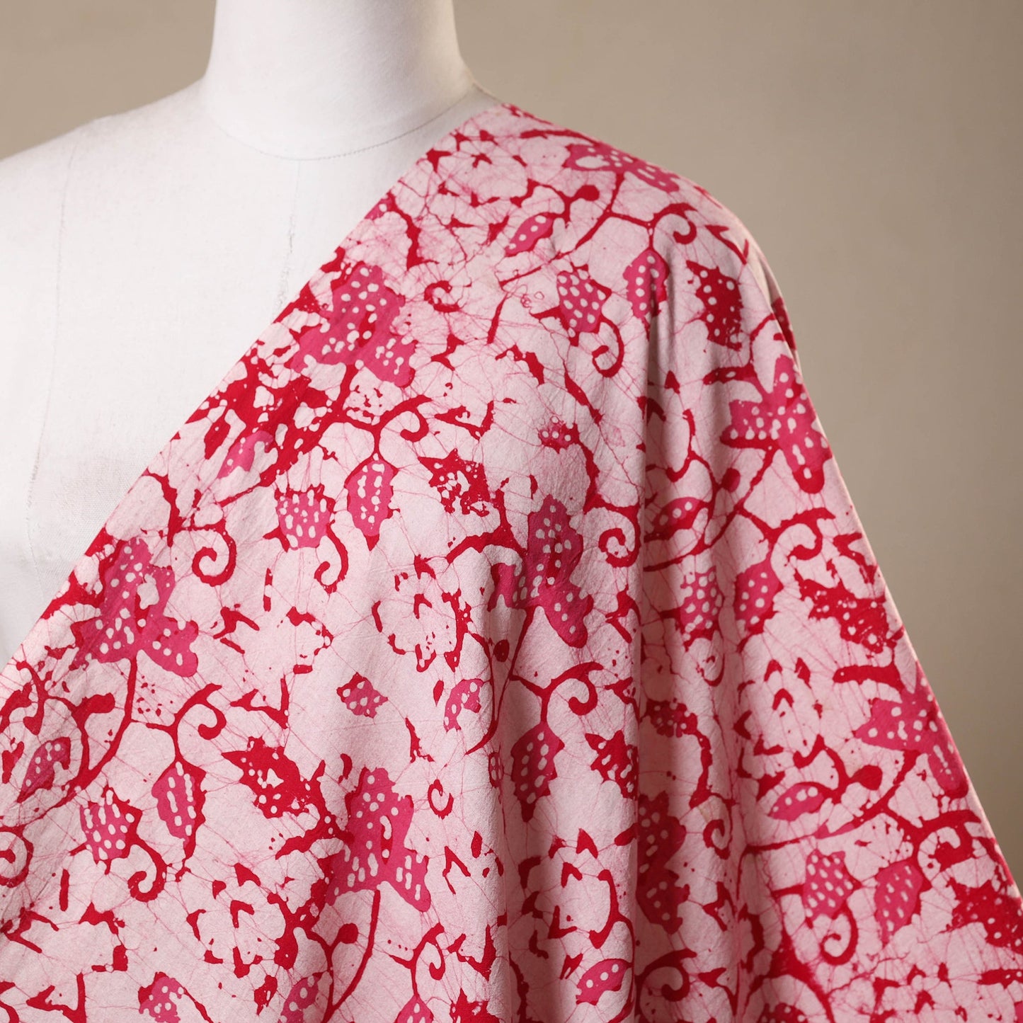 Pink - kutch batik cotton fabric 38 - handcrafted