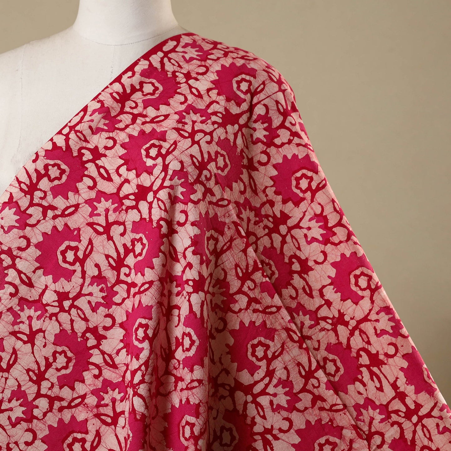 Pink - kutch batik cotton fabric 42 - handcrafted