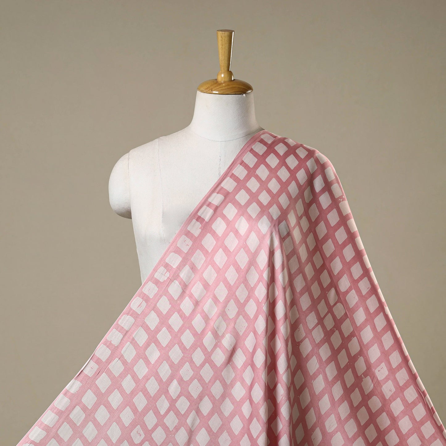 Pink - kutch batik modal silk fabric 08 - handcrafted