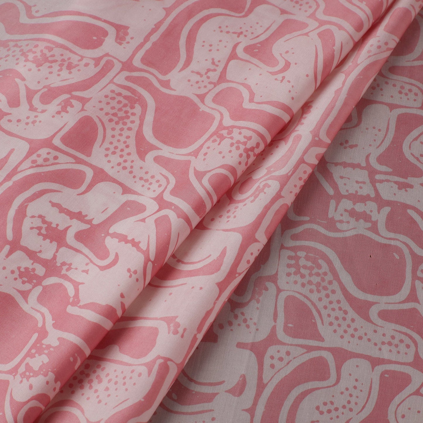 Pink - kutch batik modal silk fabric 16 - handcrafted