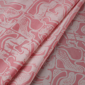 Pink - kutch batik modal silk fabric 16 - handcrafted
