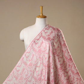 Pink - kutch batik modal silk fabric 16 - handcrafted