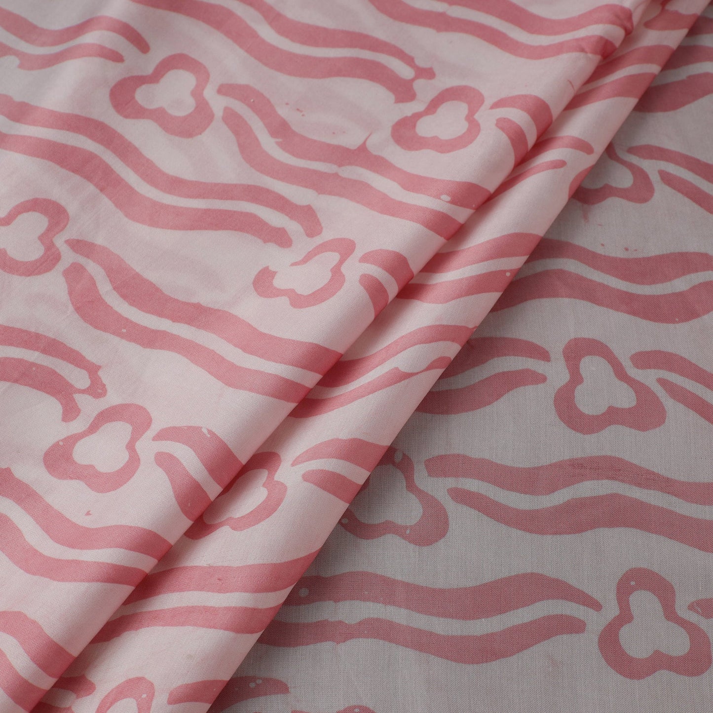 Pink - kutch batik modal silk fabric 26 - handcrafted