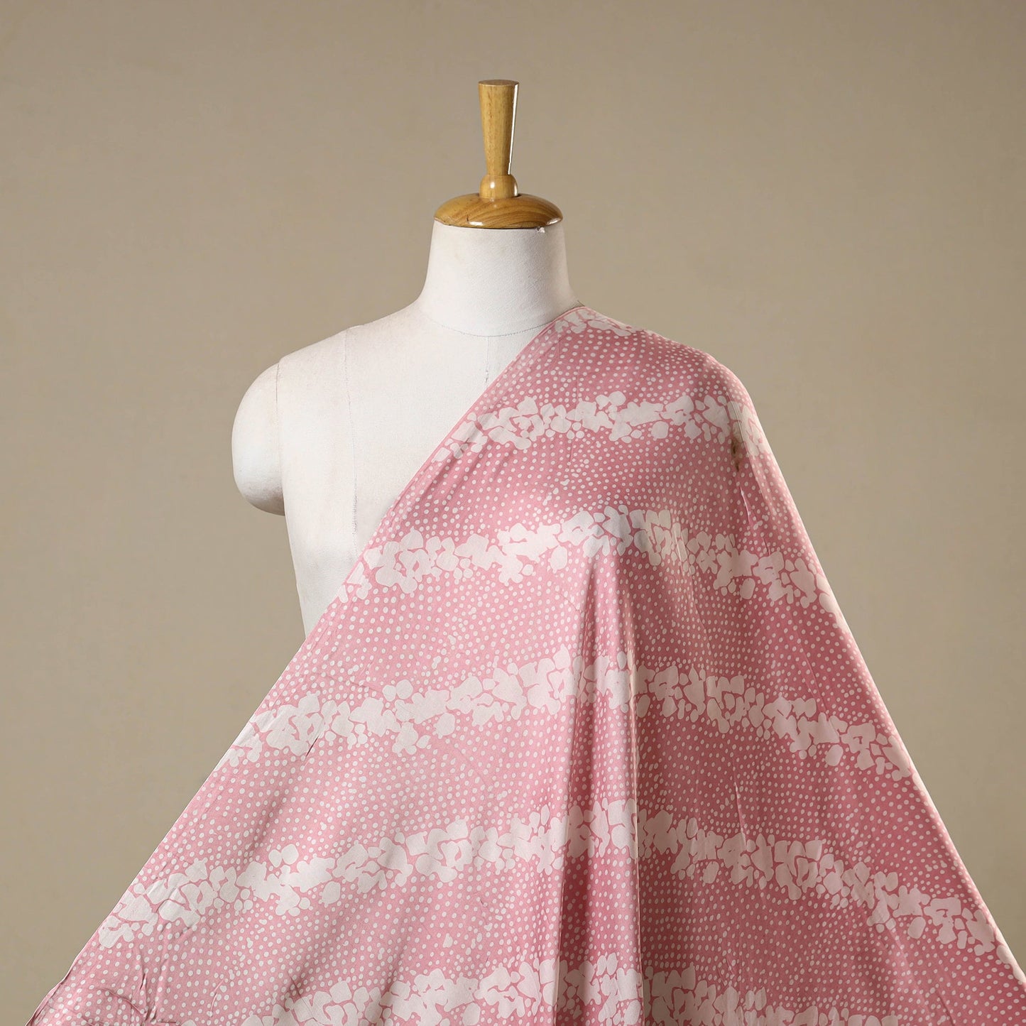 Pink - kutch batik modal silk fabric 36 - handcrafted