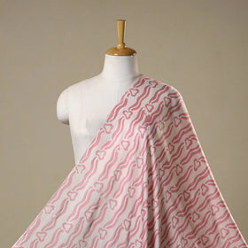 Pink - kutch batik modal silk fabric 26 - handcrafted