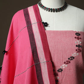 Kutch bhujodi handloom kala cotton 3pc unstitched dress