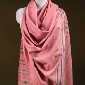 Pink - kutch bhujodi handwoven mirror work acrylic wool