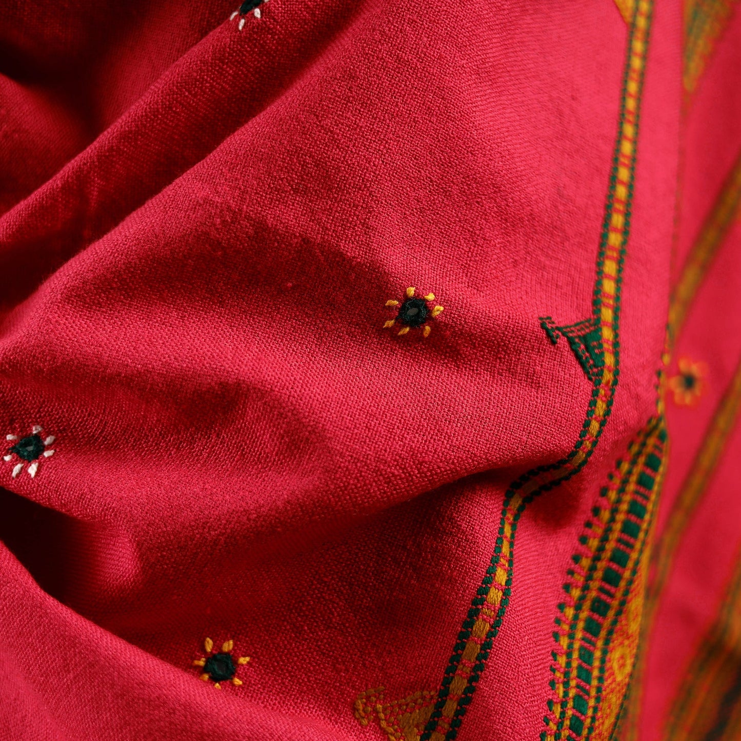 Kutch bhujodi handwoven mirror work wool shawl 16